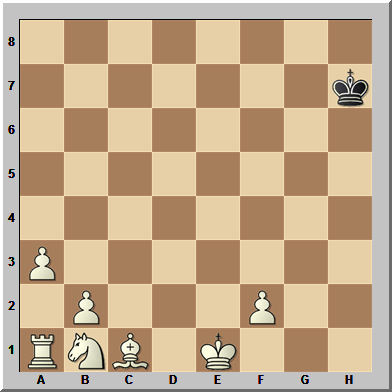 Las negras juegan primero, luego ambos bandos cooperan hasta que las blancas dan mate en su cuarto turno.